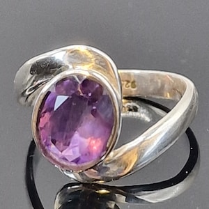 Amethyst Sterling Silver Ring: Faceted February Birthstone