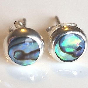 Silver Abalone Studs Sterling Silver Abalone Shell Earrings Gift For Her Minimalist Earrings Gemstone Earrings Birthday Gift Anniversary
