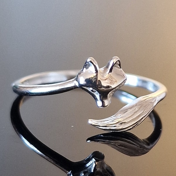 Silber Fuchs Ring verstellbarer Ring Fuchs Schmuck Geschenk für sie Silver Fox Valentinstag Geschenk Muttertag Geschenk Handgemachter Ring Tier Ring Geschenk.