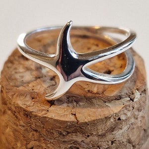 Sterling Silver Starfish Ring: Adjustable Open Band, Beach Jewelry