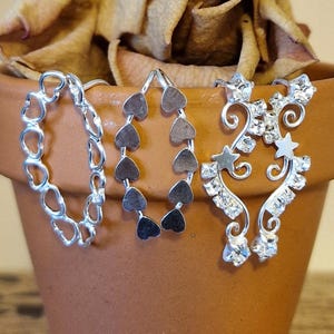 Sterling Silver Crystal Climber Earrings  Sparkly CZ Crystals & Heart Crawlers Delicate Dainty Earrings Party Wear Minimalist Lovers Gift