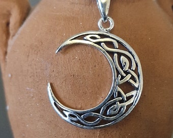 Sterling Silver Crescent Moon Necklaces Handmade Celtic Knot Amethyst Celestial Jewelry Gift For Her Lunar Witch Pagan Wicca Gothic Gift