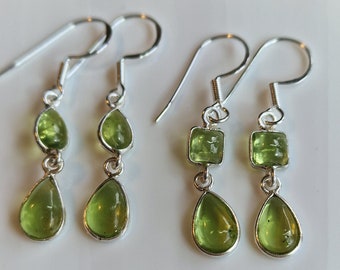 Peridot Sterling Silver Drop Earrings: August Birthstone Jewelry
