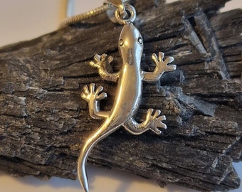 Silver Gecko Pendant Gecko Necklace  Lizard Necklace  Sterling Silver Unisex Jewelery Gift For Her And Him Father's Day Gift Animal Gift