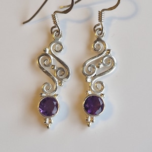 February Birthstone Amethyst  Drop Earrings Purple Crystal Earrings Aquarius Birthstone Earrings Gift For Her Sterling Silver Earrings Gift