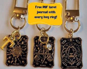 Personalised Mini Tarot Card Black And Gold Key Chain Tarot Card Key Ring Witchy Charm Mystic Jewelry Astrology Lucky Charm Gift Spiritual