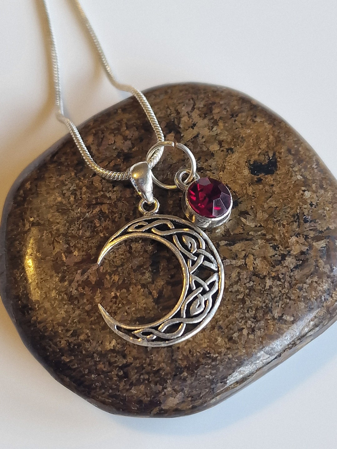 Personalised Crescent Moon Necklace Sterling Silver Handmade Celtic ...