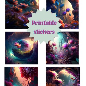 Printable Fantasy Stickers Colorful Digital Decorations Planner ...