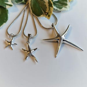 Sterling Silver Starfish Necklace Gift For Her Minimalist Birthday Present Handmade Ocean & Beach Jewelry Cute Silver Necklaces BFF Gift