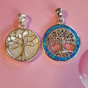 Sterling Silver 925 Tree of Life Necklace: Abalone & Opal Celtic Pendant