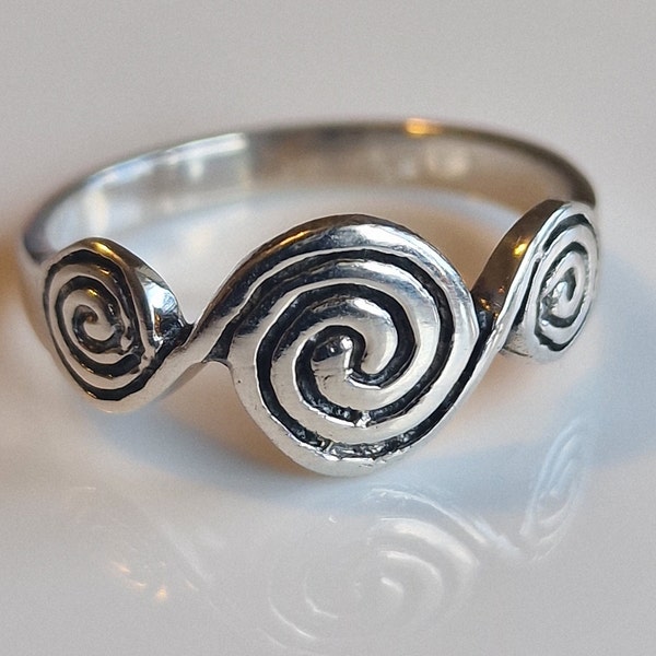 Bague spirale en argent sterling, cadeau d'anniversaire pour elle, bague tendance, bijoux grecs anciens, cadeau fait main, pour femme et homme, bague celtique à l'infini