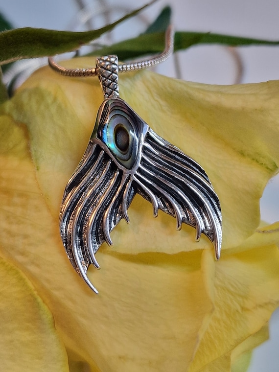 Sterling Silver Abalone Mermaid Tail Pendant Sterling Silver Abalone Mermaid Tail Pendant