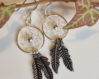 Silver Dreamcatcher Earrings Gift For Her Birthday Gift Handmade Bridesmaid Gift Mother's Day Gift Boho Cute Earrings Silver Jewelry Present