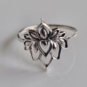 Silver Lotus Flower Ring Silver Flower Ring Sterling Silver Ring Gift For Her Boho Ring Yoga Ring Valentine&#39;s Day Gift  Mother&#39;s Day Gift