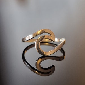 Minimalist Sterling Silver Wave Ring: Beach Jewelry Gift