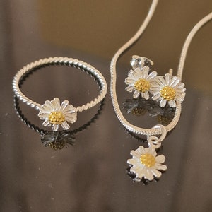 Flmtop 2 Sets 5Pcs/set Handmade Flower Necklace Bracelet Ring Ear Studs  Kids Girls Jewelry Set