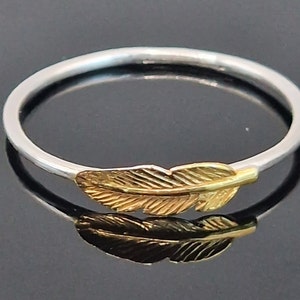 Dainty Gold Ring Minimalist Ring Sterling Silver Ring Stackable Ring Gift For Her Feather Ring Mother's Day Gift Delicate Ring Boho Ring
