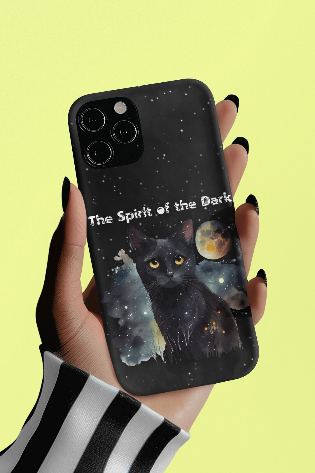 Phone Case, Black Cat Stars Design, Halloween Gift, Tough Case