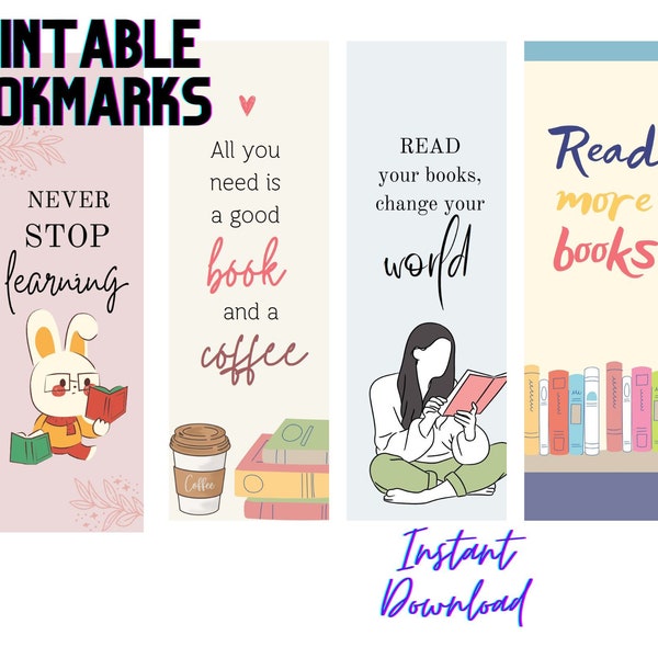 Bookmarks Printable Instant Download Inspirational Affirmations Printable Bookish Gifts Bookworm Gift Kids Gift  Downloadable  Teacher Gift
