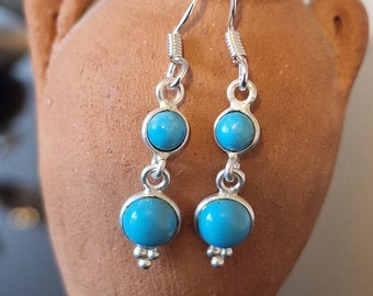 December Birthstone Turquoise Drop Earrings Crystal Earrings Sagittarius & Capricorn Gift For Her Sterling Silver Handmade Blue Earrings