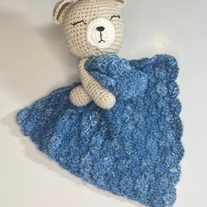 Teddy Bear Lovey, Baby Shower Gift, Crochet Animal Lovey, Crocheted Baby Bear