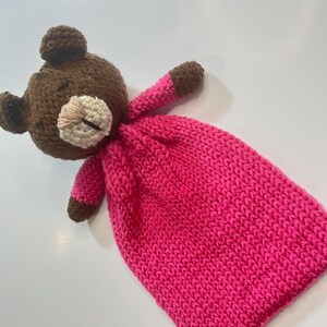 Teddy Bear Lovey, Baby Shower Gift, Crochet Animal Lovey, Crocheted Baby Bear