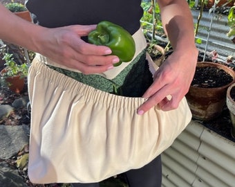 Gathering apron, pocket apron, harvest apron, garden apron, Farmhouse Apron, Gardening Gift,