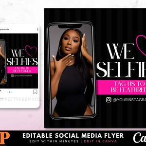 We Love Selfie Flyer, Client Selfie Flyer, Tag Us To Be Featured, Canva Templates, Selfie Cam, Social Media Post, Customer Review Flyer image 2