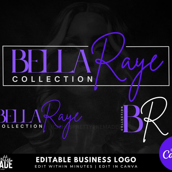 Editable Hair Logo, Beauty Logo,  Lash Tech Logo, Hair Logo, Boutique Logo, Fashion Logo, Canva Logo, Editable Logo