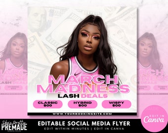 March Madness flyer, lash sale flyer, lash tech flyer, hair sale flyer, lashes template, beauty sale flyer