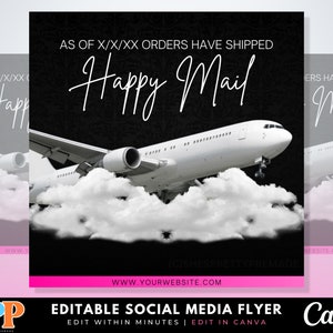 Orders Shipped Flyer, Orders Have Shipped, Order Update Flyer, Boutique Flyers, Airplane Flyer