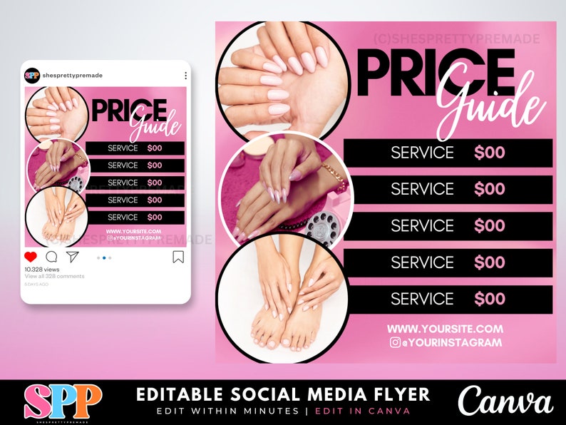 Price List Template Nail Price List Nail Tech Price List Nail Artist 