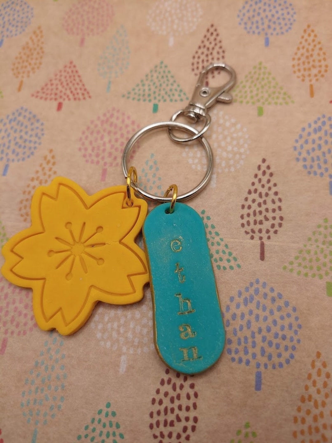 Cherry Blossom Keychain Handmade Clay Sakura Retro Key Chain Etsy