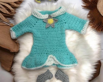 Strój Rosaliny wykonany szydełkiem, ręcznie robiony na Halloween, na przyjęcie urodzinowe, sesję zdjęciową dla dziecka, baby shower, prezenty świąteczne, rozmiar dla wcześniaka do 4T