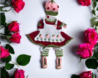 CROCHET STRAWBERRY SHORTCAKE costume dress for girl and unique free bracelet