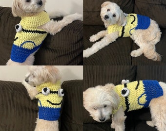 Dog sweater clothes costume Halloween minions