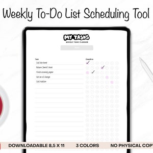 Weekly Task Tracker | Printable Task Planner | To-Do List | To-Do List Template | For iPad | Print out | Beige, Blue or Black