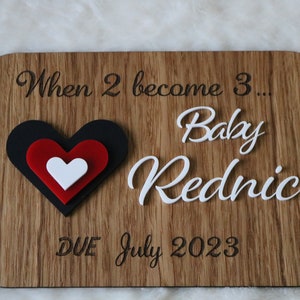 Personalised Baby Announcemnt/ When 2 become 3/ Pregnancy photo prop/ Custom Made/
