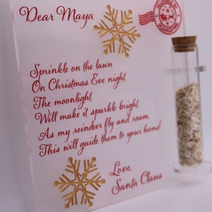 Reindeer food/ Letter from the North Pole/ Letter from Santa/ Personalised childrens gift Acrylic