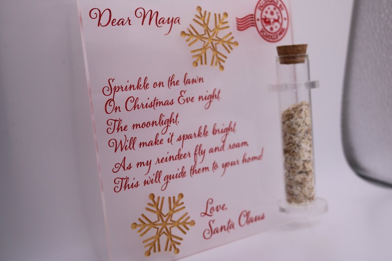 Reindeer food/ Letter from the North Pole/ Letter from Santa/ Personalised childrens gift Acrylic