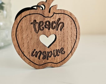 Teach / Inspire Wooden Keychain / Teacher keyring /End of school /Thank you present from children / Teacher gifts