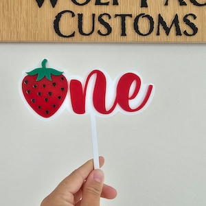 My First Year Cake Topper, Toddler Birthday Cake,Strawberry Themed Party,Layered Cake Topper, Baby’s First Birthday, One Cake Topper,