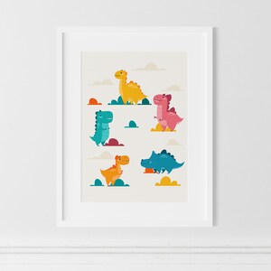 Set of 5 Dinosaur Art Prints, Kids Gallery Wall Set, Dinosaur Wall Art, Dinosaur Nursery, Kids Room Wall Art Dinos