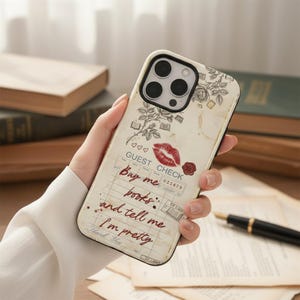 Buy Me Books, A tough magnetic phone case with vintage Dark Academia Aesthetic | MagSafe iPhone 17 16 15 14 13 Pro Max Plus, Bookish Gift