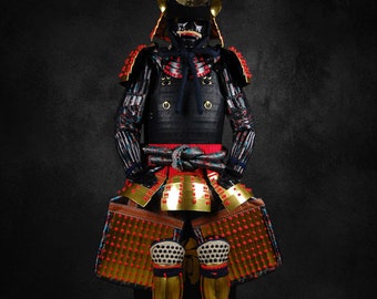 Japanese Samurai Armor Crafted Wearable Armour with Box Stand Display and Cosplay