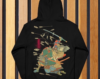 Felpa con cappuccio Samurai Ukiyo-e: stampa sul retro di Wada Shinbei - streetwear giapponese