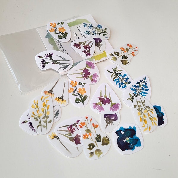 22 floral watercolor handmade custom flower expressive stickers