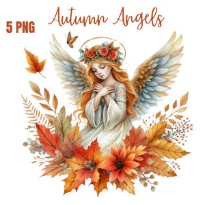 Clipart ange automne, clipart Halo, clipart ciel, ange pastel PNG, ailes d'ange, Portrait d'ange bohème, sublimation, autocollants pour agenda