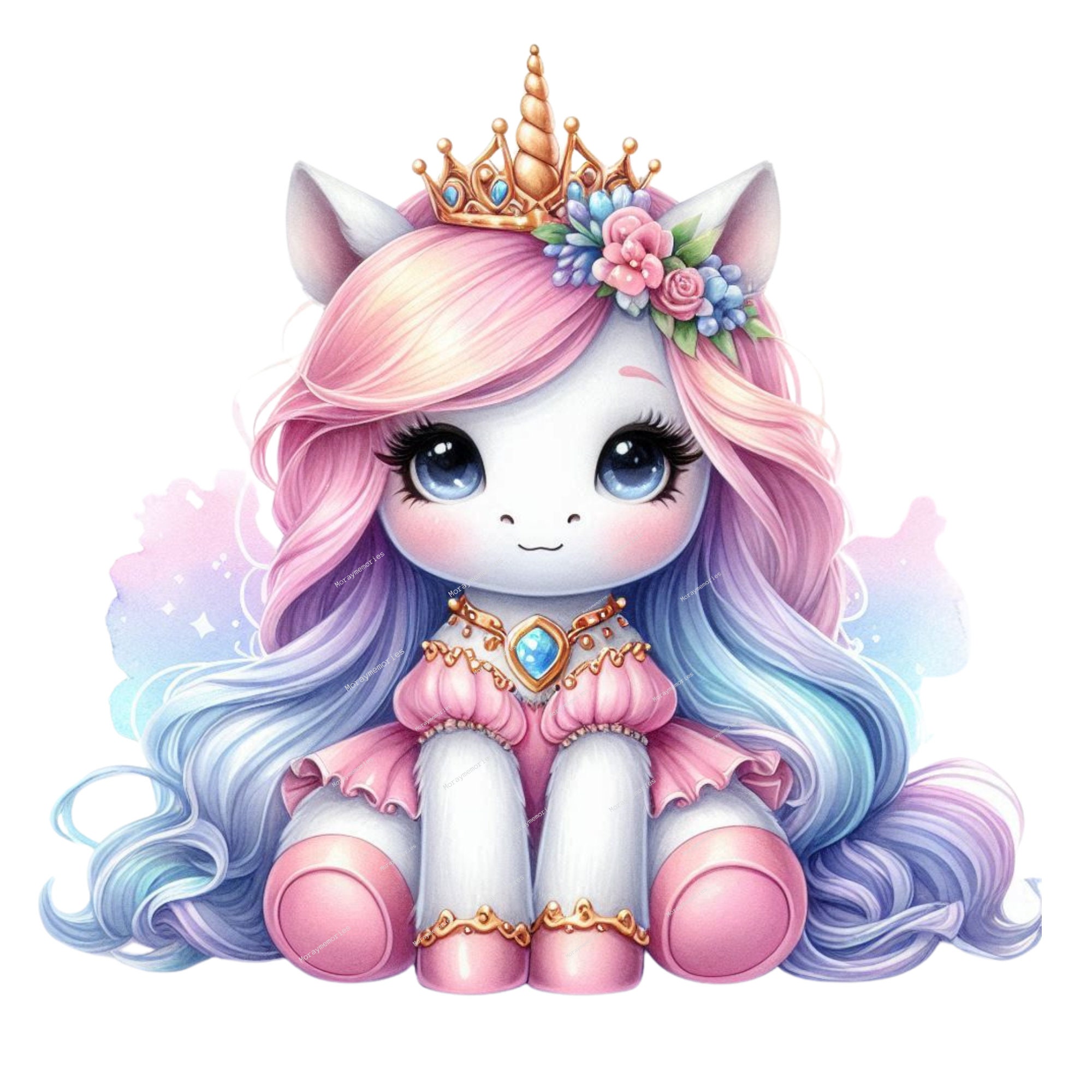 Princess Unicorn Clipart | Rainbow Unicorn PNG | Watercolor Cute ...