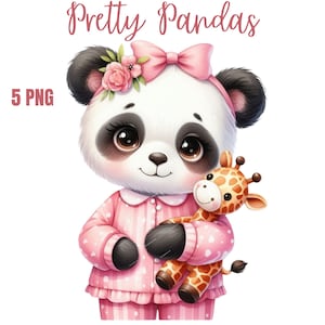 Clipart PNG di una ragazza panda carina, pacchetto di clipart di un panda carino, pacchetto di panda per uso commerciale, download digitale istantaneo